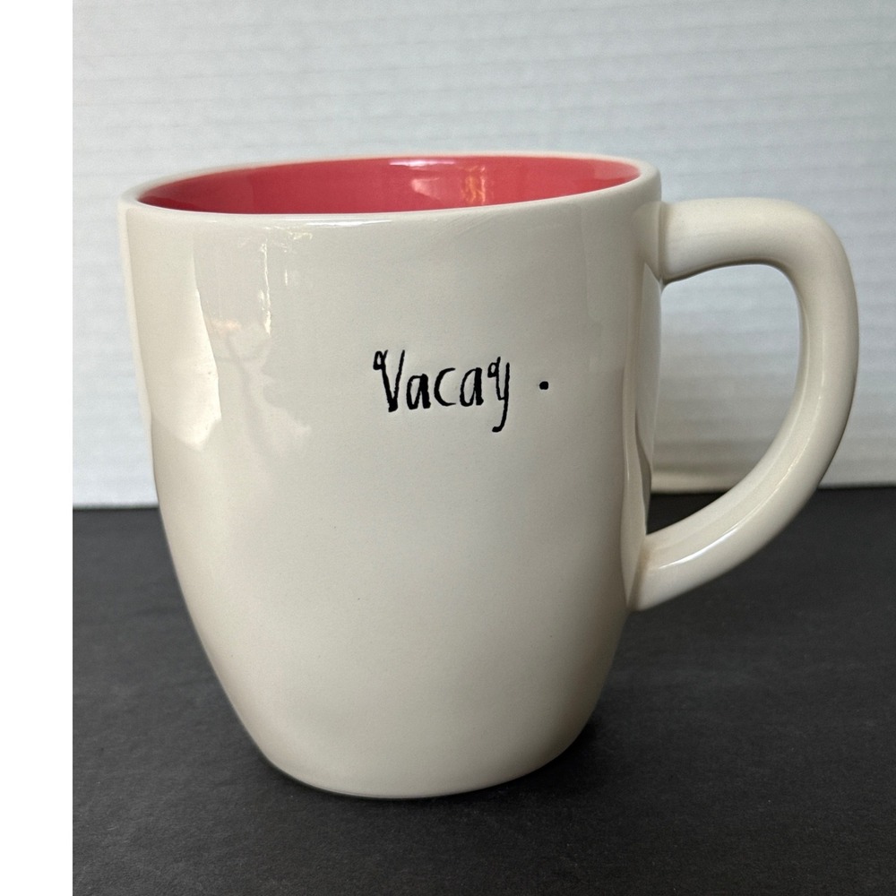 Rae Dunn Vacay Coffee Mug Pink Interior Artisan Collection by Magenta Ceramic